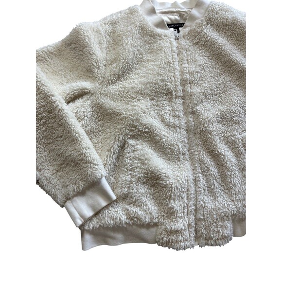 J.Crew Mercantile Fuzzy Sherpa Bomber Jacket Ivory Size Large - Picture 7 of 9